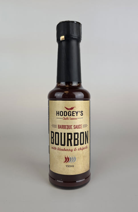 A bottle of Hodgey's Bourbon Barbeque Chilli Sauce